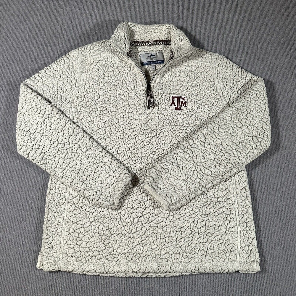 Texas A&M Aggies Mens‎ Small Fleece 1/4 Zip Jacket White Gigem Football - Picture 3 of 8